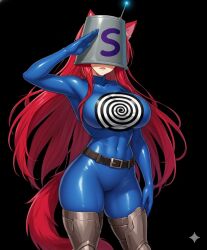 ai_art allison_(sonix135) bucket_helmet original red_hair spongebob_squarepants_(series) tech_control