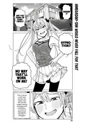 blonde_hair breasts denial hard_translated large_breasts long_hair monochrome tagme text translated