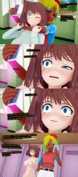  3d absurdres blonde_hair blue_eyes blue_hair blush brown_hair card closed_eyes cyanstargazer dark_skin dialogue empty_eyes english_text female_only femdom femsub green_hair large_breasts long_hair midriff multicolored_hair navel nipples nude one_eye_open red_hair resisting tea_gardner tears text trees yu-gi-oh! 