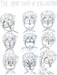 blush closed_eyes corruption drool empty_eyes expressionless female_only femsub furry greyscale happy_trance monochrome naughty_face open_mouth ring_eyes sally_acorn short_hair shrunken_irises sketch sonic_the_hedgehog_(series) spiral_eyes squirrel_girl sssonic symbol_in_eyes text traditional