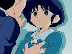 akane_tendo blue_hair breast_grab breasts brown_eyes clothed empty_eyes expressionless femsub groping hitsugi_mc light_skin maledom open_mouth ranma_1/2 school_uniform uniform