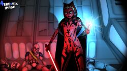  3d 4ere4nik ahsoka_tano bottomless breasts clone_trooper collarbone death nude small_breasts standing star_wars tentacles thighs togruta topless twintails yellow_eyes 