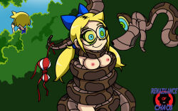 bikini blonde_hair bottomless breasts cleavage coils disney femsub glasses happy_trance hypnotic_eyes kaa kaa_eyes large_breasts maledom nipples nude open_mouth renaissanceofchaos shantae_(series) short_hair smile snake the_jungle_book tongue tongue_out topless twintails twitch_(shantae) undressing vinegar_(shantae)