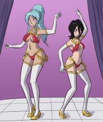 black_hair bleach blue_hair botan femsub happy_trance harem_outfit long_hair mythkaz rukia_kuchiki short_hair yu_yu_hakusho