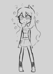 bandage barefoot dragon_girl female_only femsub grey_background happy_trance long_hair milly_(skecchyartist) original simple_background skecchyartist sketch spiral spiralwash_eyes