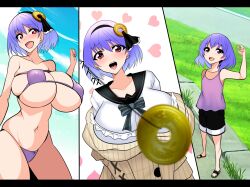 age_progression altered_common_sense bikini coin comic eri_ayamune femsub hair_ornament hihumi123 huge_breasts original pendulum purple_hair red_eyes swimsuit