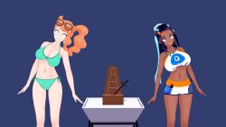  3d animated bikini dark_skin earrings glasses glasses_on_head koikatsu! long_hair lunastra metronome multiple_subs nessa_(pokemon) nintendo orange_hair pokemon pokemon_sword_and_shield shrunken_irises sonia_(pokemon) swaying tick-tock_saying video 