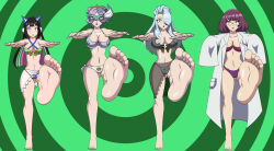  barefoot beyblade_(series) beyblade_x bikini dlobo777 feet foot_focus glasses lab_coat mask megaoka multi_nanairo omega_shiroboshi reiyu_kuwabara zombie_walk 