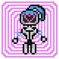 alecia_(thebests) blue_hair female_only heart heart_eyes original pixel_art robot robot_girl spiral symbol_in_eyes tech_control thebests