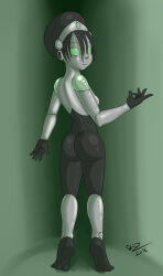 absurdres avatar_the_last_airbender barefoot bottomless empty_eyes expressionless female_only femsub large_ass nickelodeon nude robot_girl robotization rutilus short_hair solo tech_control toph topless western