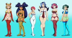 alternate_costume blonde_hair blue_hair bra cameltoe dlobo777 empty_eyes erect_nipples_under_clothes femsub garter_belt garter_straps georgia green_hair hair_ornament iris large_breasts lingerie long_hair midriff multiple_girls multiple_subs nintendo pink_hair pokemon pokemon_(anime) pokemon_black_and_white pokemon_x_and_y purple_hair rio_kastle see-through serena short_hair thighhighs thong tori_meadows twintails yu-gi-oh! yu-gi-oh!_arc-v yu-gi-oh!_zexal zuzu_boyle