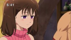 brown_hair diane_(the_seven_deadly_sins) empty_eyes expressionless glowing glowing_eyes purple_eyes screenshot spoilers the_seven_deadly_sins twintails