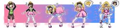 alternate_hairstyle angry aware before_and_after blonde_hair blue_eyes body_control brown_hair character_request cleavage copyright_request crown dialogue dress dressing english_text femsub hair_color_change hair_growth high_heels leggings long_hair malesub muttedtoons princess princessification resisting sequence short_hair surprised text transformation transgender 