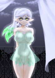  arms_behind_back blush breasts elf_ears empty_eyes expressionless female_only femsub icontrol_(manipper) inkling large_breasts lingerie long_hair looking_at_viewer manip marie_(splatoon) mole navel nintendo nipples pussy see-through solo splatoon standing taka-michi underwear yellow_eyes 