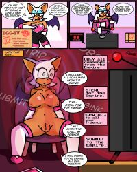  bat_girl bat_wings comic dialogue enemy_conversion expressionless female_only femsub furry hypnotic_screen kilroylucy18 limp pussy rouge_the_bat sitting sonic_the_hedgehog_(series) spread_legs tagme text tv wings 