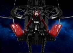 ai_art before_and_after bodysuit boots brain_drain breasts cables chair dead_source face_mask female_only latex long_hair looking_at_viewer mask red_hair restrained royalmecha_(generator) rubber sitting solo tight_clothing wires