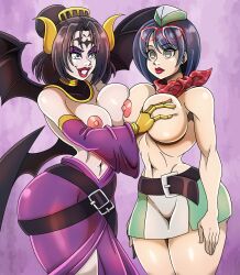 breast_fondling digimon female_only femdom femsub groping kanan_yuki lilithmon nipples standing standing_at_attention zorro-zero