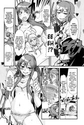 bed blush bottomless comic female_only fire_emblem fire_emblem_awakening greyscale long_hair lucina lying magic morgan_(fire_emblem) mother_and_daughter nintendo nude open_mouth pillow princess smile text topless underwear