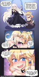  bare_shoulders before_and_after blonde_hair blue_eyes blush bowsette bracelet breasts cleavage comic corruption crown dress drool earrings empty_eyes english_text fangs femdom femsub gloves horns hypnotic_kiss jewelry kissing large_breasts long_hair looking_at_viewer multiple_girls new_super_mario_bros._u_deluxe nintendo open_mouth opera_gloves ponytail princess princess_hinghoi princess_peach sharp_teeth slit_pupils smile speech_bubble spiral_eyes spit_trail studded_collar super_crown super_mario_bros. sweat symbol_in_eyes text yandere yellow_eyes yuri 