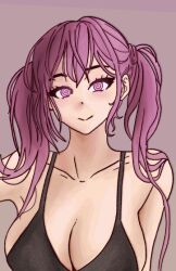  animated animated_eyes_only animated_gif breasts cleavage happy_trance large_breasts long_hair mizspiral original purple_hair spiral_eyes twintails underwear 
