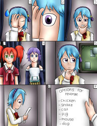  blue_hair comic empty_eyes expressionless femdom femsub jerrydestrtoyer kokoa_shuzen kurumu_kurono mizore_shirayuki multiple_girls pendulum purple_hair red_hair rosario+vampire 