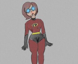  bodysuit brown_hair drool femsub glowing goggles gotymoment helen_parr open_mouth standing standing_at_attention tech_control the_incredibles 