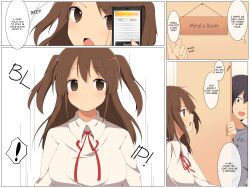 before_and_after breasts brown_hair comic crese-dol dl_mate dollification expressionless figure-ka_appli_o_te_ni_ireta grey_hair happy_trance hard_translated hypnotic_app hypnotic_paralysis large_breasts long_hair mirai_nagawa right_to_left short_hair small_breasts tech_control text translated trigger