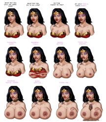 10dsketches before_and_after bimbofication black_hair body_writing brain_drain breast_expansion breasts breasts_outside choker cleavage comic dark_skin dc_comics dialogue drool earrings erection femsub huge_breasts huge_cock humiliation jewelry lactation large_nipples lip_expansion makeup maledom nipple_piercing open_clothes paizuri penis piercing puckered_lips sequence sex super_hero tattoo text topless torn_clothes western wonder_woman