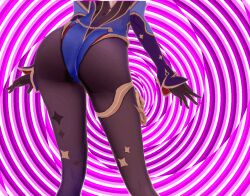  3d animated animated_gif ass ass_focus clothed female_only femdom genshin_impact hypnotic_ass large_ass mona_megistus pov pov_sub spiral 