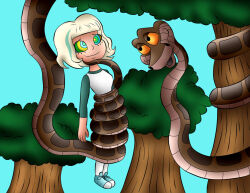 bangs bondage coils disney femsub freckles happy_trance jackie_lynn_thomas jerrydestrtoyer kaa kaa_eyes platinum_blonde_hair short_hair simple_background snake star_vs_the_forces_of_evil the_jungle_book trees