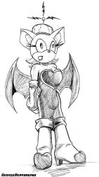 antenna bat_girl bat_wings begbierentonspud empty_eyes expressionless female_only femsub furry greyscale helmet hypnotic_accessory monochrome rouge_the_bat short_hair solo sonic_the_hedgehog_(series) standing standing_at_attention tech_control traditional