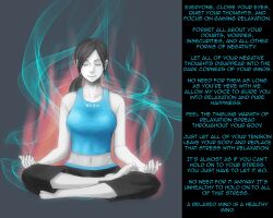 barefoot caption caption_only femdom happy_trance hwd171_(manipper) leggings long_hair manip nintendo ponytail text western wholesome wii_fit wii_fit_trainer