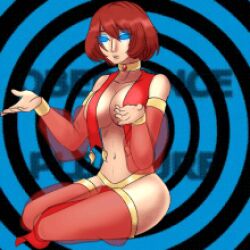  animated animated_gif arm_warmers blue_eyes breasts collar collarbone female_only femsub glowing_eyes harem_outfit kairi katsiika kingdom_hearts kneeling large_breasts mantra navel red_hair see-through short_hair sitting solo spiral spiral_background text thighhighs 