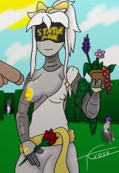  alternate_costume breasts cum cum_on_breasts cyn_(murder_drones) murder_drones nipples penis robot robot_girl statue tcross white_hair 