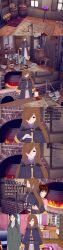  absurdres ahoge blue_eyes brown_eyes brown_hair closed_eyes clothed collar dialogue empty_eyes english_text expressionless female_only femdom femsub hair_covering_one_eye kono_subarashii_sekai_ni_shukufuku_wo! long_hair milf misaki_gundou multiple_girls multiple_subs self_hypnosis text tomo-chan_is_a_girl wiz_(konosuba) zenin1 