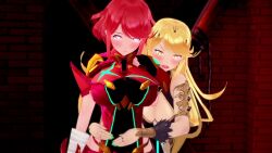  3d animated artist_request cum cum_in_mouth cum_on_face fellatio femsub fingerless_gloves gloves glowing_eyes happy_trance heart_eyes hypnotic_accessory multiple_girls multiple_subs mythra_(xenoblade) nintendo pyra_(xenoblade) symbol_in_eyes video xenoblade_chronicles xenoblade_chronicles_2 