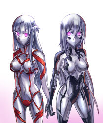 asuna breasts expressionless genderswap glowing glowing_eyes ibenz009 kirito large_breasts long_hair robot robotization sword_art_online