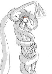 bottomless coils erection expressionless greyscale hypnotic_tail jdashe male_only malesub monochrome nude original penis snake spiral_eyes standing standing_at_attention symbol_in_eyes topless