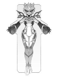  alpha_(xenoblade) alternate_costume bodysuit breasts cat_girl chin_bell clothed crystal expressionless eye_mask greyscale large_breasts levitation looking_at_viewer na'el_(xenoblade) nintendo possession short_hair spoilers tight_clothing xenoblade_chronicles xenoblade_chronicles_3 xenoblade_chronicles_3_future_redeemed 