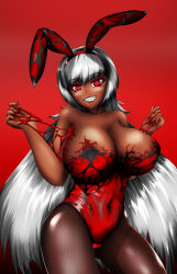 absurdres breasts dark_skin female_only large_breasts original red_eyes rikatsuky symbiote white_hair