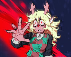 blonde_hair blood deer_girl deltarune deltarune_chapter_2 femsub hypnotic_accessory noelle_holiday ring snowgrave solo tears theinkyway thorn_ring unhappy_trance