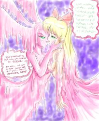  breasts dialogue drool empty_eyes female_only femdom femsub glowing glowing_eyes happy_trance jellax large_breasts mantra multiple_girls p.chronos sailor_moon_(series) sailor_venus slime text traditional transformation yuri 