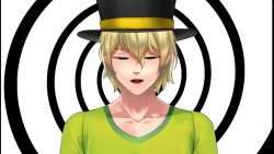 ahoge black_hair blonde_hair changer_(character) chien_vietnam femsub green_hair humor maledom multicolored_hair multiple_girls multiple_subs red_hair ring_eyes top_hat topless video virtual_youtuber voice_acted