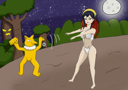  alternate_costume androgynous_dom bare_legs barefoot bikini black_eyes black_hair breasts carmine_(pokemon) cleavage closed_eyes feet femsub hypno hypnotized_walking kanzaki134 legs long_hair midriff multicolored_hair navel night nintendo outdoors pendulum pokemon pokemon_(creature) pokemon_red_green_blue_and_yellow pokemon_scarlet_and_violet red_hair spiralwash_eyes tagme thighs trees yellow_sclera yellow_skin zombie_walk 