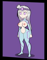 apopop elf elf_ears emilia_(re:zero) re:zero_starting_life_in_another_world silver_hair standing_at_attention tech_control