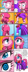  absurdres animals_only comic curly_hair earrings empty_eyes female_only feminization femsub happy_trance hooves horse hypnotic_magic jewelry kaa_eyes long_hair makeup my_little_pony non-human_feet pink_hair pinkie_pie solo text tf-circus transformation western 