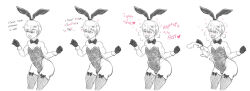  ahegao ass before_and_after blush bow_tie breath bulge bunny_boy bunny_ears bunnysuit character_request comic crossdressing cuffs cum cum_on_clothes erection eye_roll eyebrows_visible_through_hair fake_animal_ears fishnets gloves greyscale hair_ornament handsfree_ejaculation happy_trance leaning_forward luckyluckyluckypenny male_only malesub orgasm original penis short_hair simple_background smile solo spiral_eyes standing tagme text thighhighs tongue tongue_out white_background 