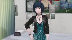  3d animated before_and_after blue_hair brown_eyes collar confused dazed doctor femsub necklace open_mouth persona_(series) persona_5 short_hair spiral_eyes swaying symbol_in_eyes tae_takemi video vynil 