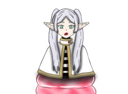 alien androgynous_dom androgynous_sub assertive_sub bondage corruption crossover elf elf_ears fangs frieren frieren:_beyond_journey&#039;s_end just_fr4nki3 long_tongue marvel_comics mimic monster open_mouth parasite possession restrained sharp_teeth simple_background spider-man_(series) sub_on_sub symbiote tongue tongue_out twintails venom_(marvel) white_background white_hair