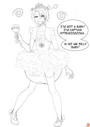 absurdres age_regression ballerina bleach crossdressing crown diaper dress drool feminization happy_trance jewelry lineart malesub open_mouth rattle ring_eyes text thighhighs toshiro_hitsugaya tutu xjio